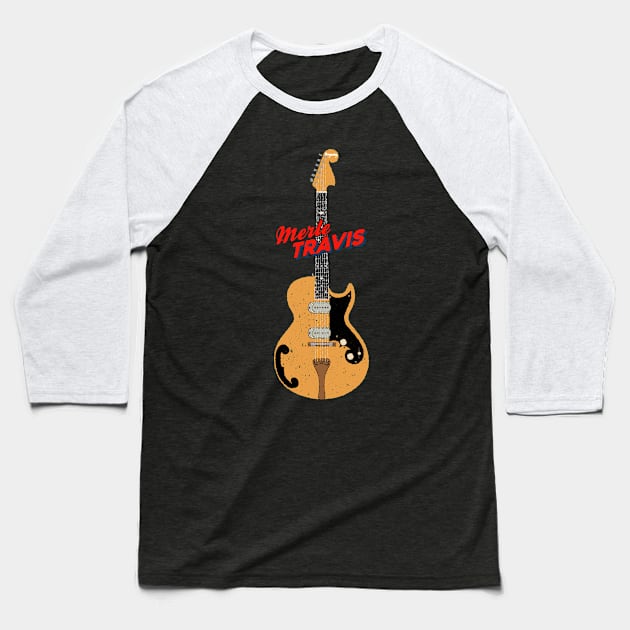 Merle Travis Hollow Body Bigsby Electric Guitar II Baseball T-Shirt by Daniel Cash Guitar